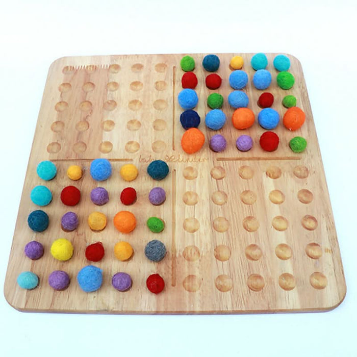 Introduce counting, pattern formation, and multiplication with the 100 Board – a versatile educational tool for fine motor development and early math skills.