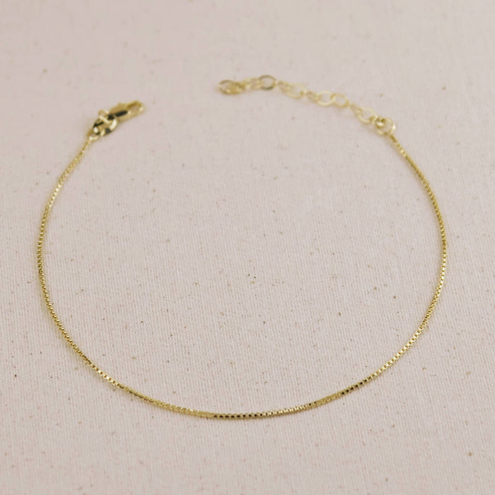 18k Gold Filled 1mm Box Anklet