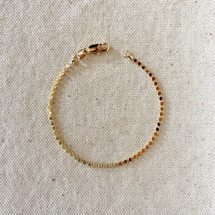 18k Gold Filled 2mm Dot Ball Bracelet: 6 inches +1 inch extender