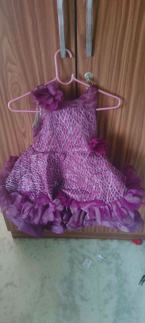 1st Birthday Occasion Frock/Dress for Baby Girl - Purple - PyaraBaby