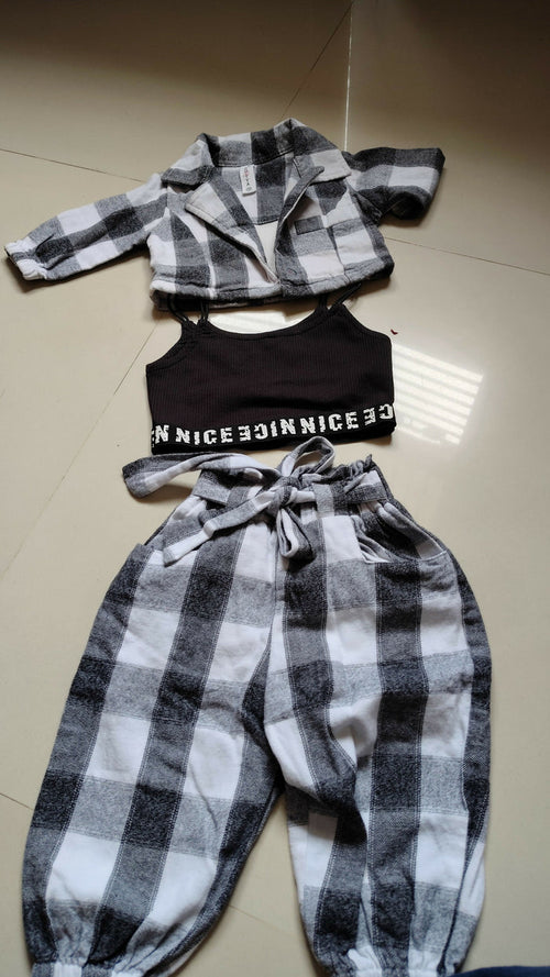 3 PCS Set for Baby Girl featuring a stylish coordinated three-piece outfit with comfortable fabric and a cute child-friendly design for everyday wear, outings, playdates, birthdays, and special occasions.