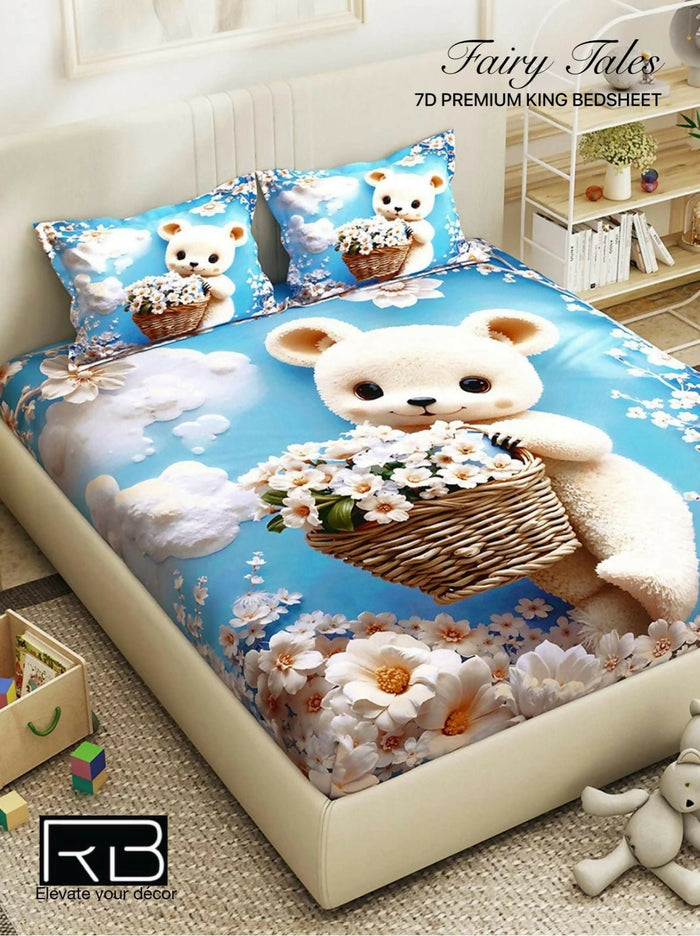 Teddy with white flowers