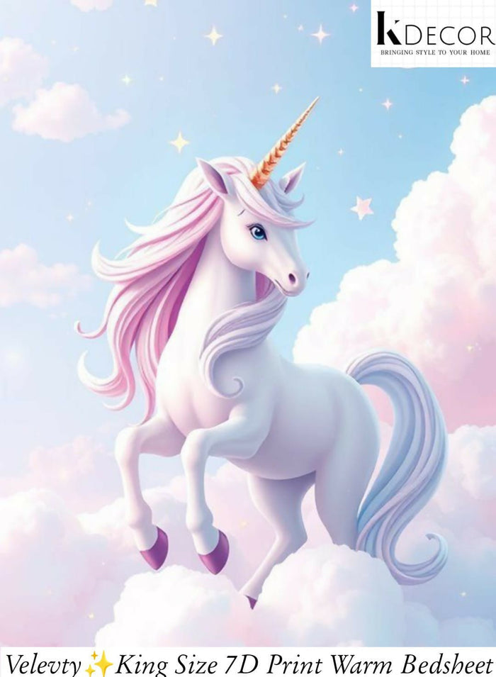 Unicorn design on a bedsheet for kids