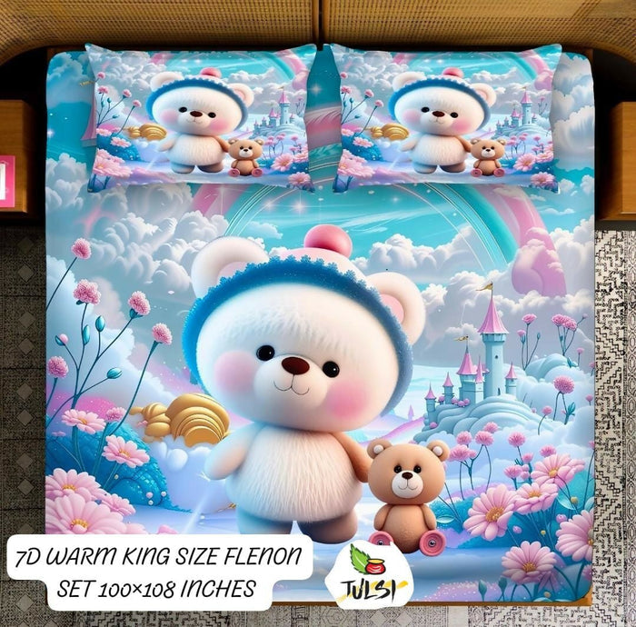 White Teddy Bear with Castle