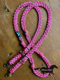 8ft Pink Camouflage Braided Reins
