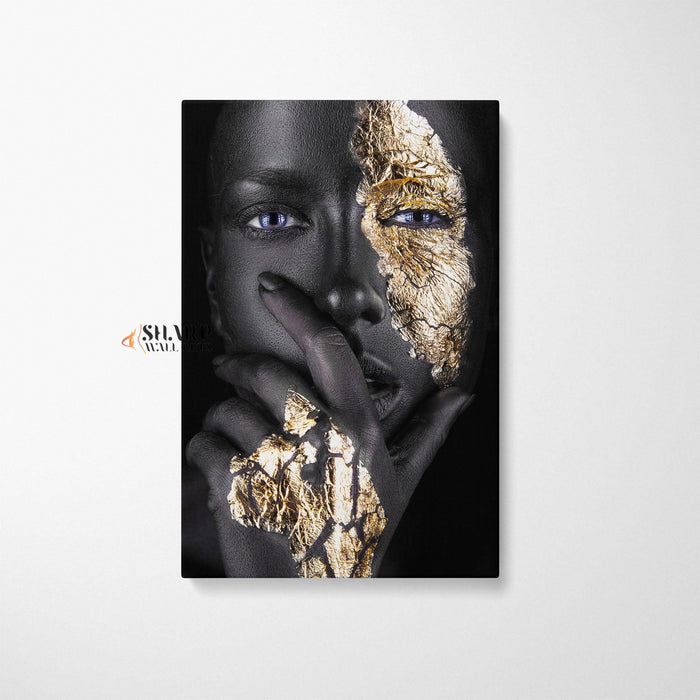 African American Gold Makeup Canvas Wall Art - SharpWallArts