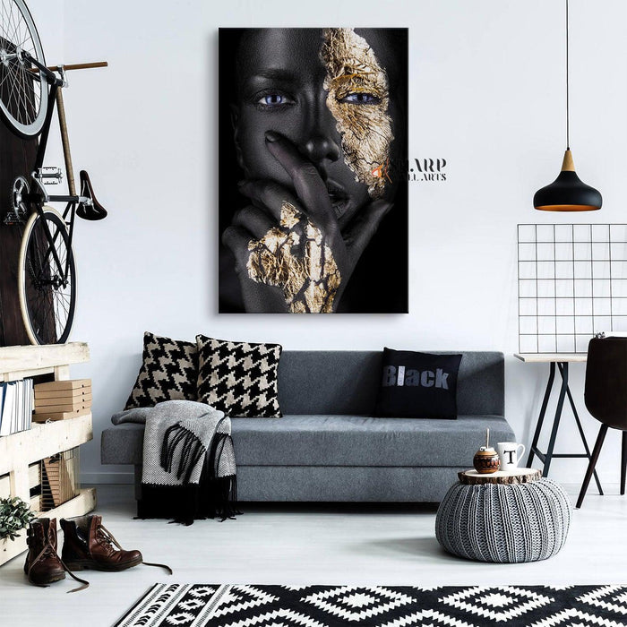 African American Gold Makeup Canvas Wall Art - SharpWallArts