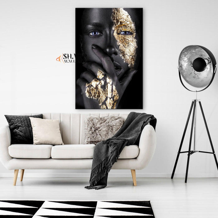 African American Gold Makeup Canvas Wall Art - SharpWallArts