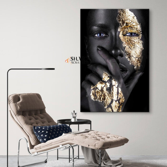African American Gold Makeup Canvas Wall Art - SharpWallArts