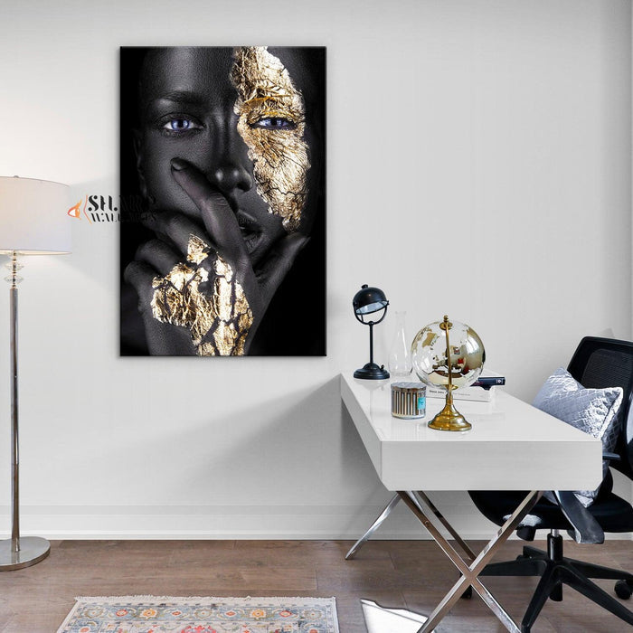 African American Gold Makeup Canvas Wall Art - SharpWallArts