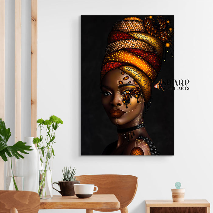 African American Woman Butterfly Canvas Wall Art