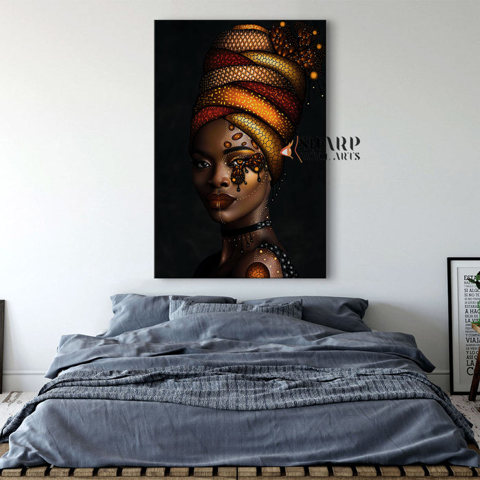 African American Woman Butterfly Canvas Wall Art