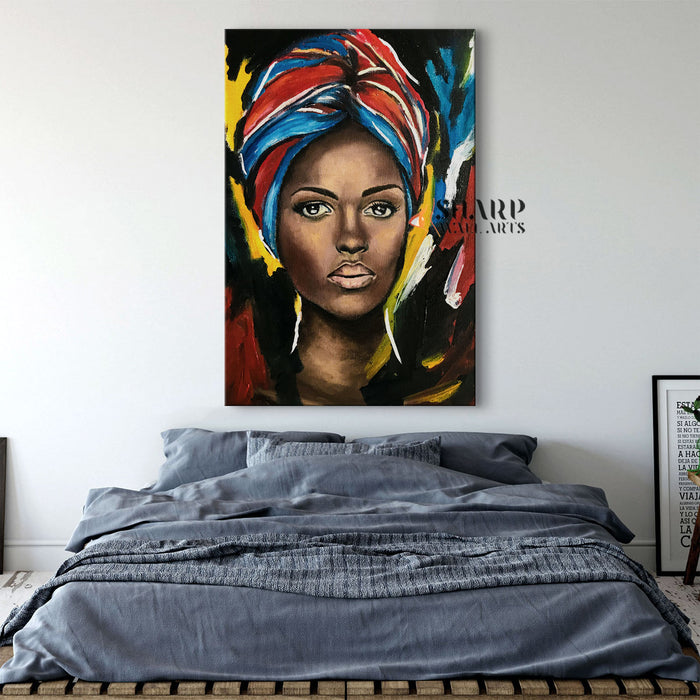 African Tribal Woman Painting Canvas Wall Art