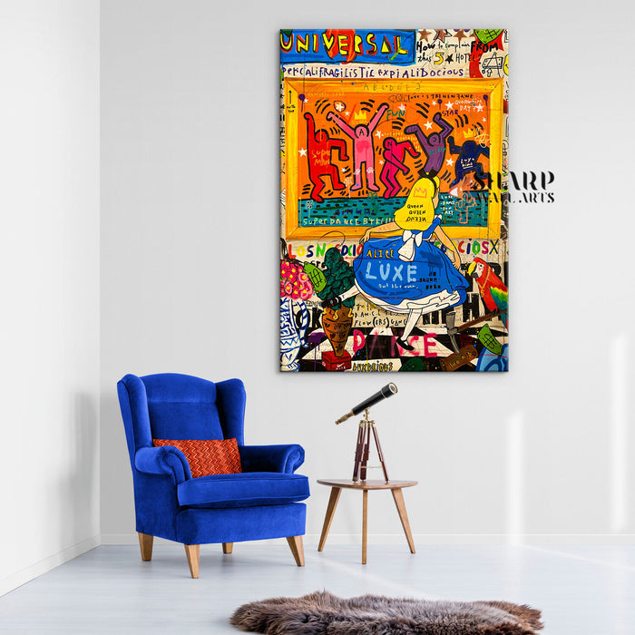 Alice Colorful Cartoon Style Canvas Wall Art