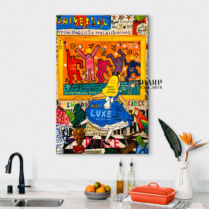 Alice Colorful Cartoon Style Canvas Wall Art