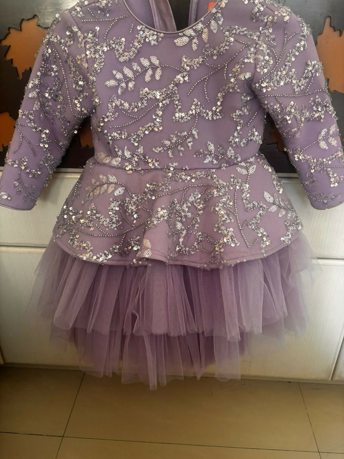 Angel Couture baby dress, designer partywear frock India, Delhi designer baby frock, heavy partywear dress for baby girl, luxury baby dress for wedding