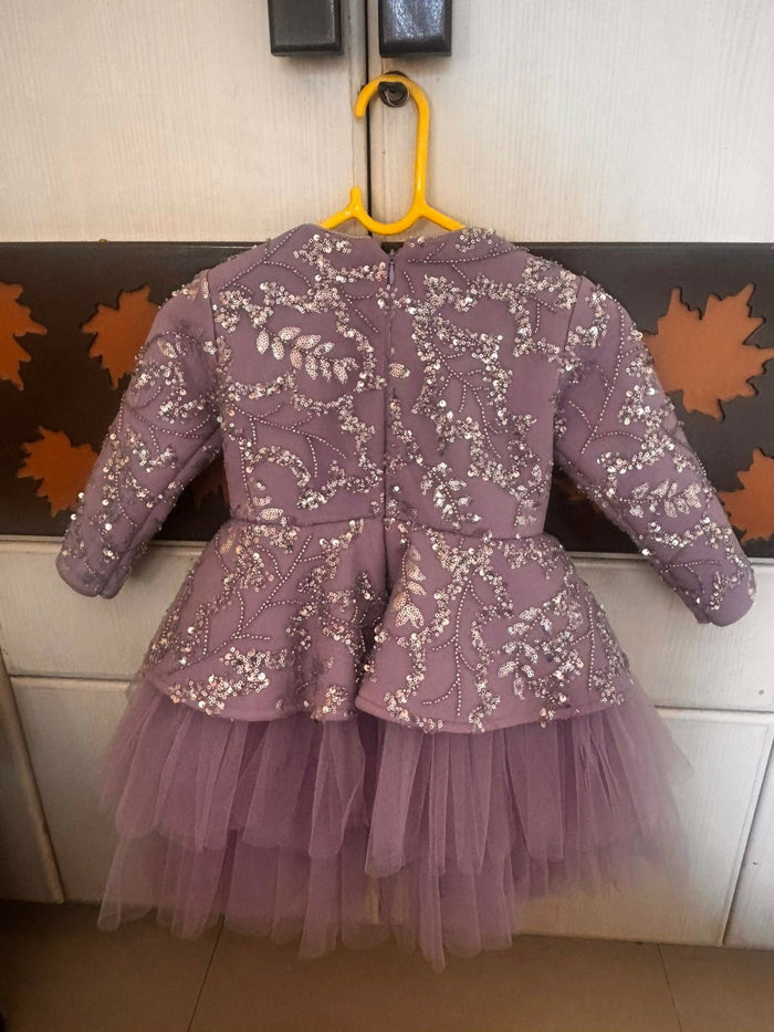 Angel Couture baby dress, designer partywear frock India, Delhi designer baby frock, heavy partywear dress for baby girl, luxury baby dress for wedding