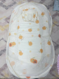Baby bedding with mosquito net featuring a soft mattress, pillow, breathable fabric, and protective mosquito net for a cozy, comfortable, and secure sleeping space for babies.