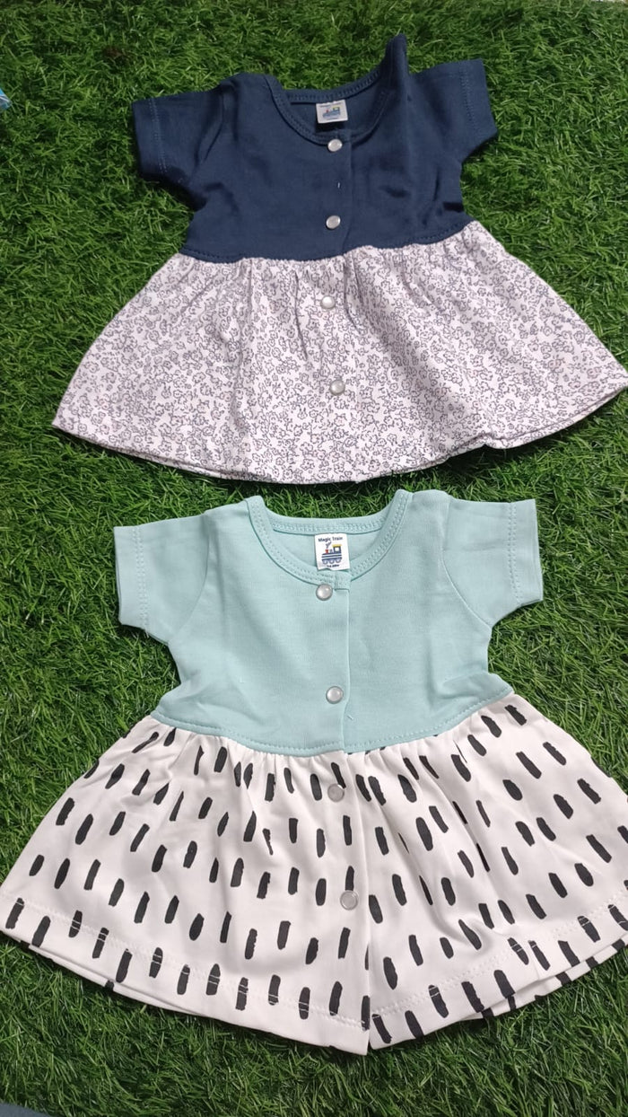 Set of 2 Baby Girl Frocks/Dresses, crafted from soft, breathable fabric with charming designs for comfort and style on any occasion.