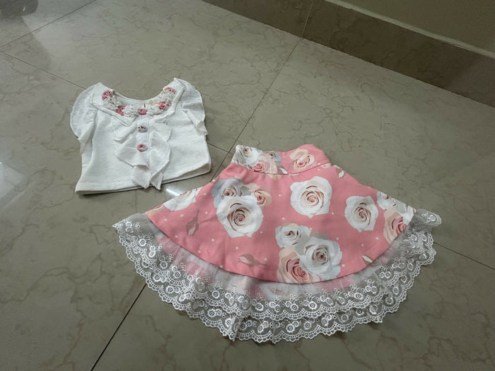 Baby Girl Pink Top Skirt Combo