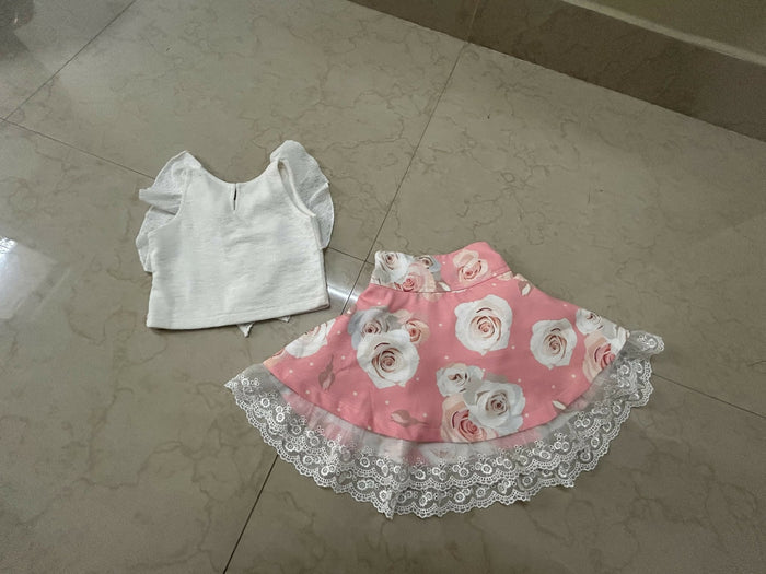 Baby Girl Pink Top Skirt Combo