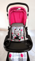 Babyhug Reversible Handle Baby Stroller Pram B118 with reclining seat, reversible handle, 5-point safety harness, protective canopy, smooth wheels, and foldable design for comfortable everyday outings with babies and toddlers.