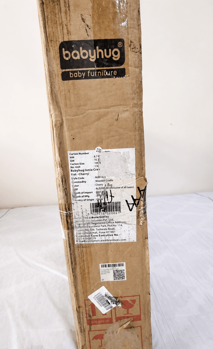 Babyhug Ionia Wooden Baby Cradle Rocking Cot Mosquito Net New