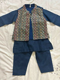 BABYHUG Navy Blue Kurta Set with Embroidered Jacket – Elegant & Festive Ethnic Wear for Kids