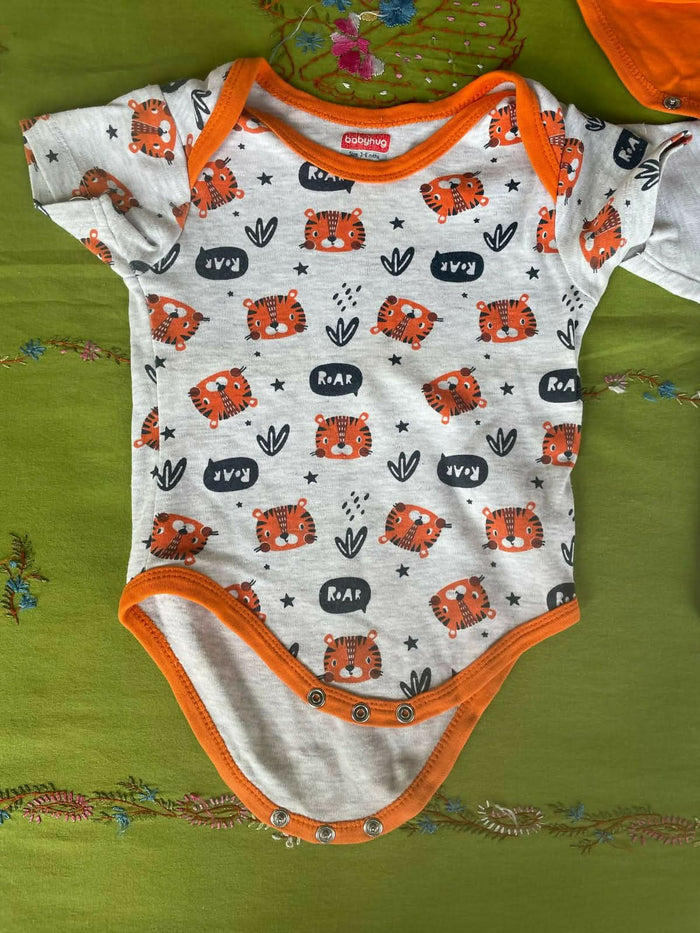 BABY HUG Onesies (Set of 3) - Orange, White and Grey