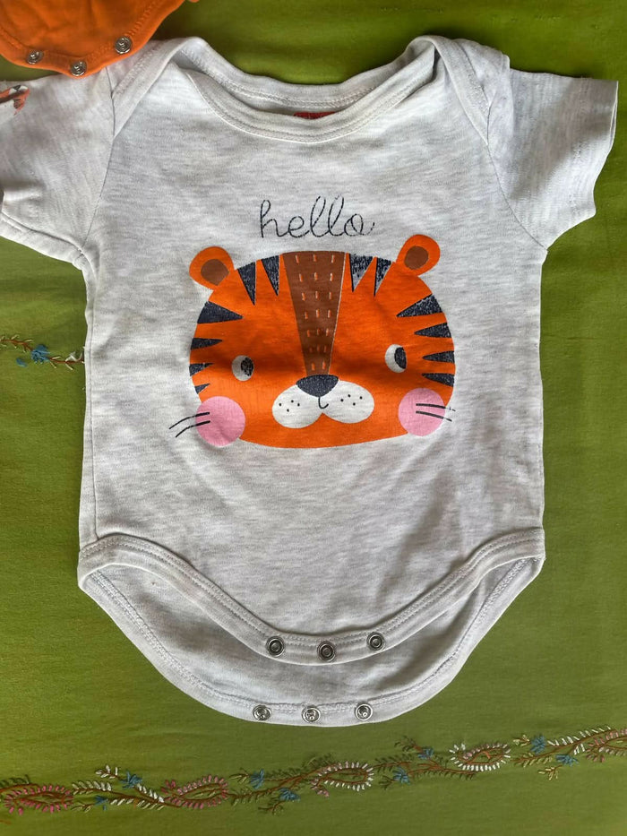 BABY HUG Onesies (Set of 3) - Orange, White and Grey