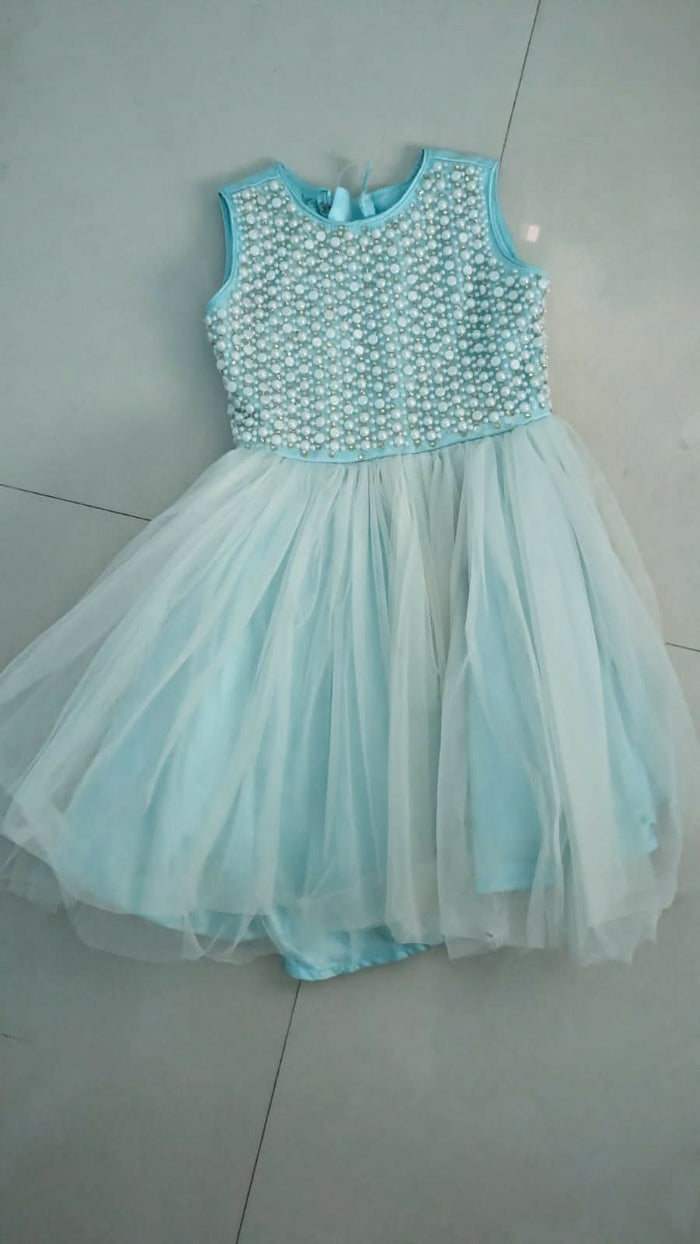 Elegant BABYHUG blue pearl frock/dress for baby girls, perfect for parties and festive occasions, with premium comfort and style.
