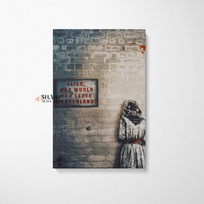 Banksy Alice Out Of Wonderland Canvas Wall Art - SharpWallArts