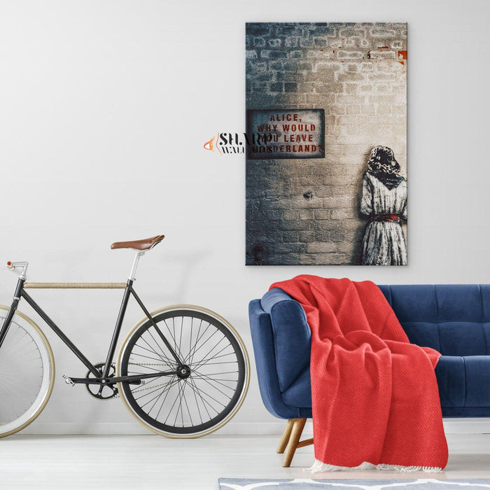 Banksy Alice Out Of Wonderland Canvas Wall Art - SharpWallArts