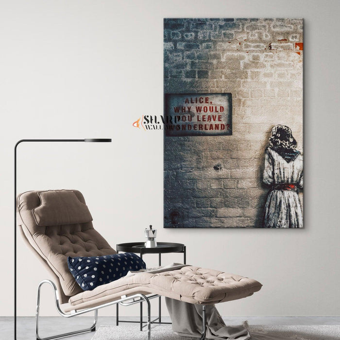 Banksy Alice Out Of Wonderland Canvas Wall Art - SharpWallArts