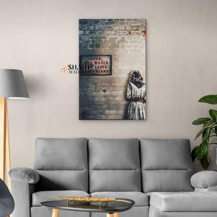 Banksy Alice Out Of Wonderland Canvas Wall Art - SharpWallArts
