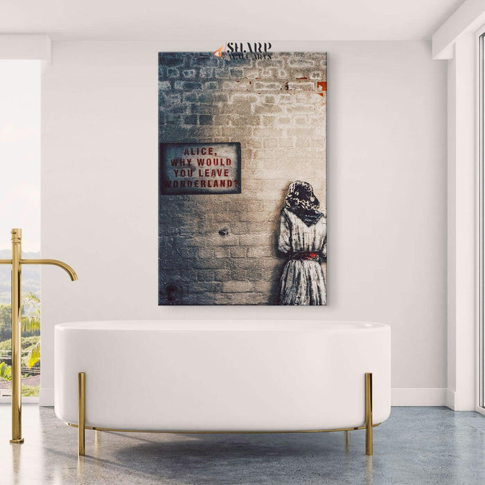 Banksy Alice Out Of Wonderland Canvas Wall Art - SharpWallArts