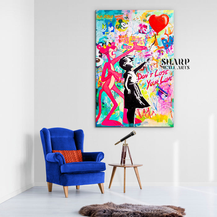 Banksy Balloon Girl Don't Lose Your Love Canvas Wall Art