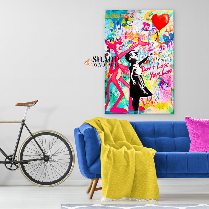 Banksy Balloon Girl Don't Lose Your Love Canvas Wall Art
