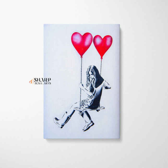 Banksy Balloon Girl Swing Canvas Wall Art - SharpWallArts