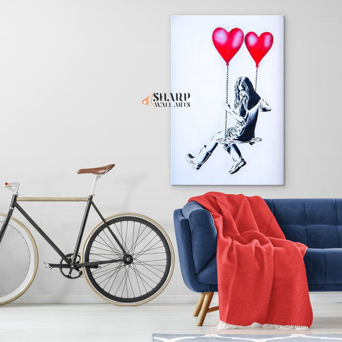 Banksy Balloon Girl Swing Canvas Wall Art - SharpWallArts
