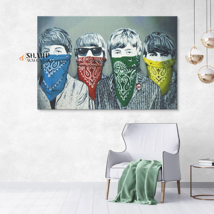 Banksy Beatles Bandanas Canvas Wall Art