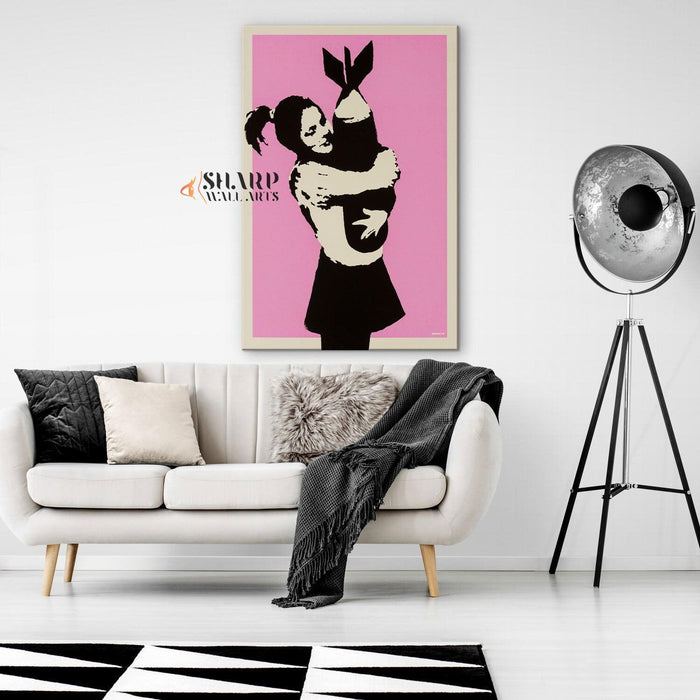 Banksy Bomb Hugger Love Canvas Wall Art - SharpWallArts