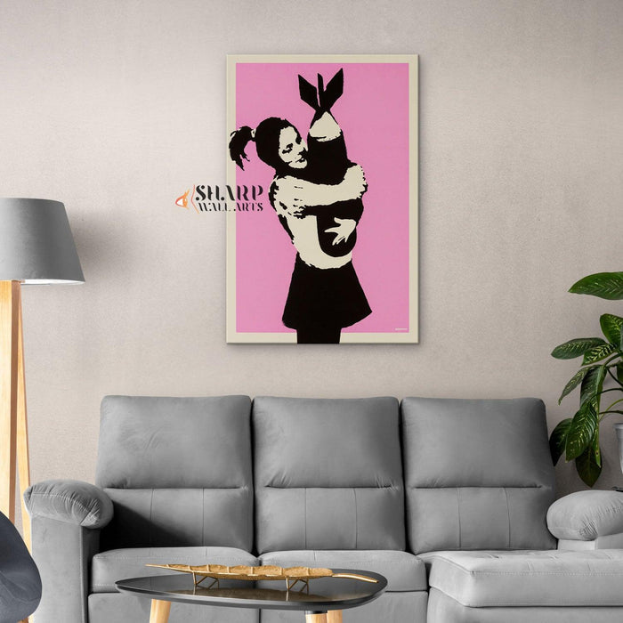 Banksy Bomb Hugger Love Canvas Wall Art - SharpWallArts