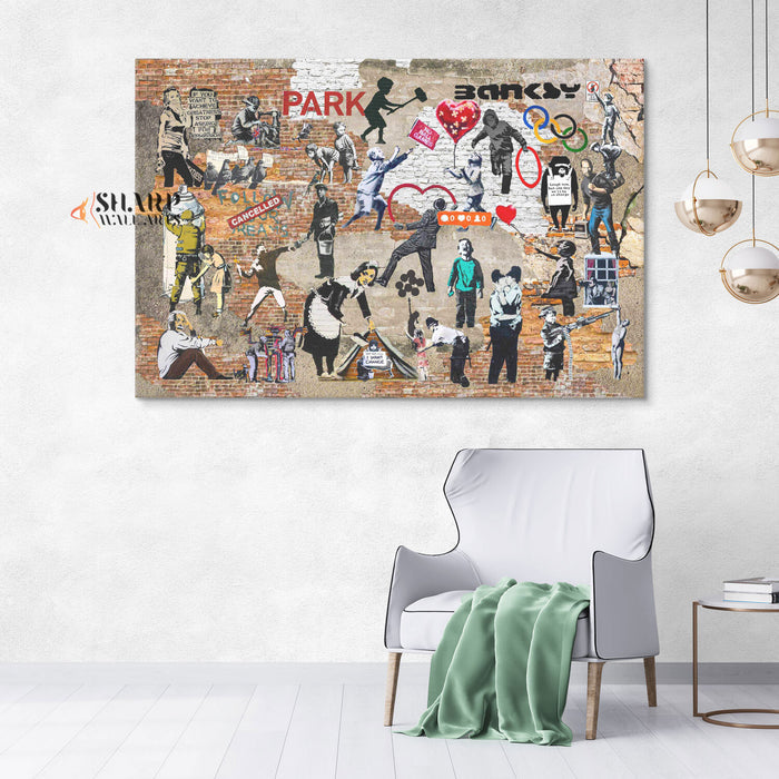 Banksy Collage Canvas Wall Art