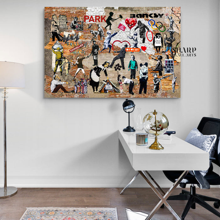Banksy Collage Canvas Wall Art