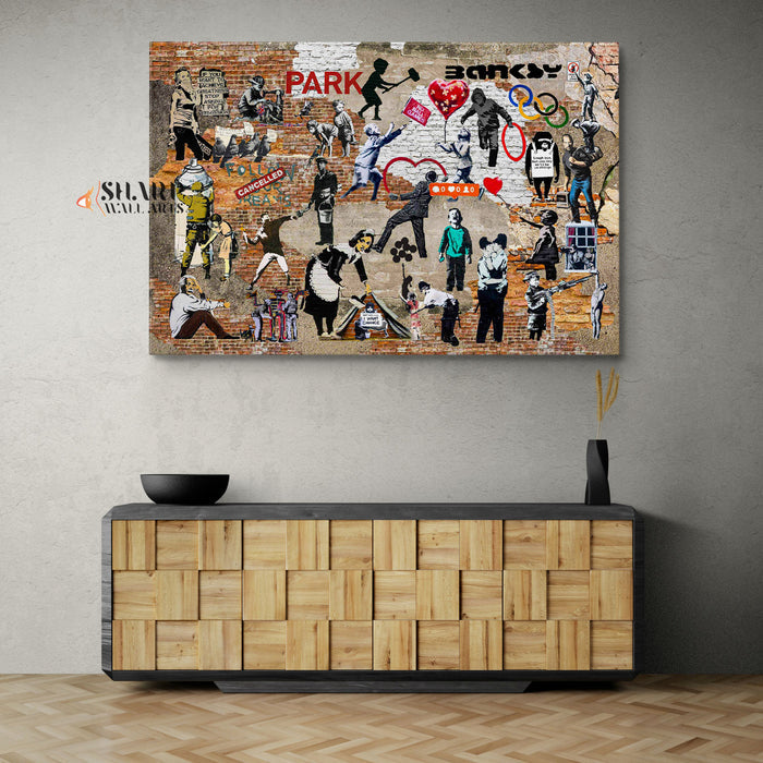 Banksy Collage Canvas Wall Art