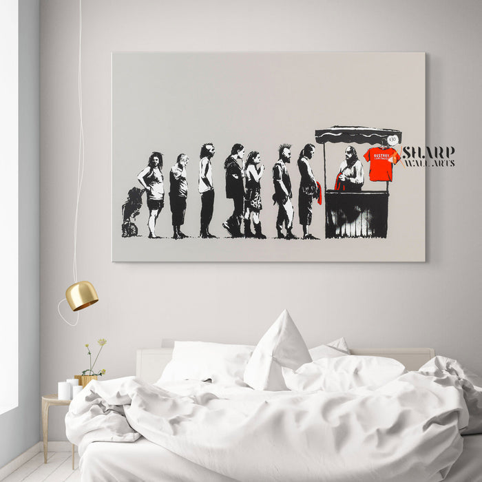 Banksy Destroy Capitalism Canvas Wall Art