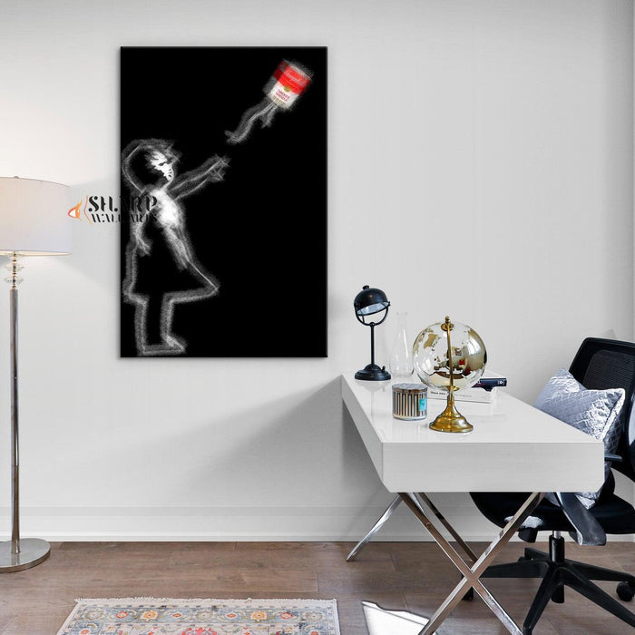 Banksy Girl With Campbell’s Soup Canvas Wall Art - SharpWallArts