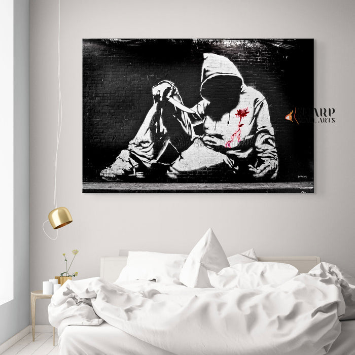 Banksy Hoodie With Knife Canvas Wall Art
