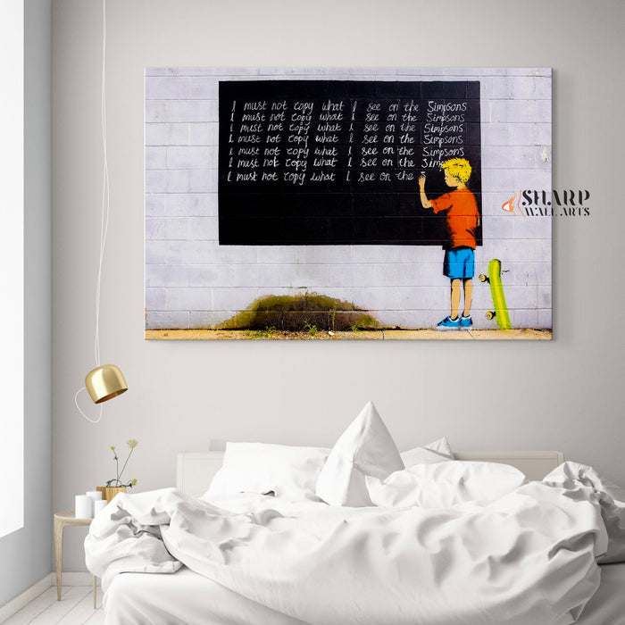 Banksy I Must Not Copy What I See on Simpsons Canvas Wall Art